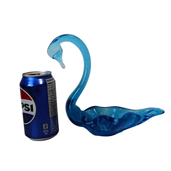 Vintage Hand Blown Art Studio Blue Swan Candy Dish - Picture 6 of 6